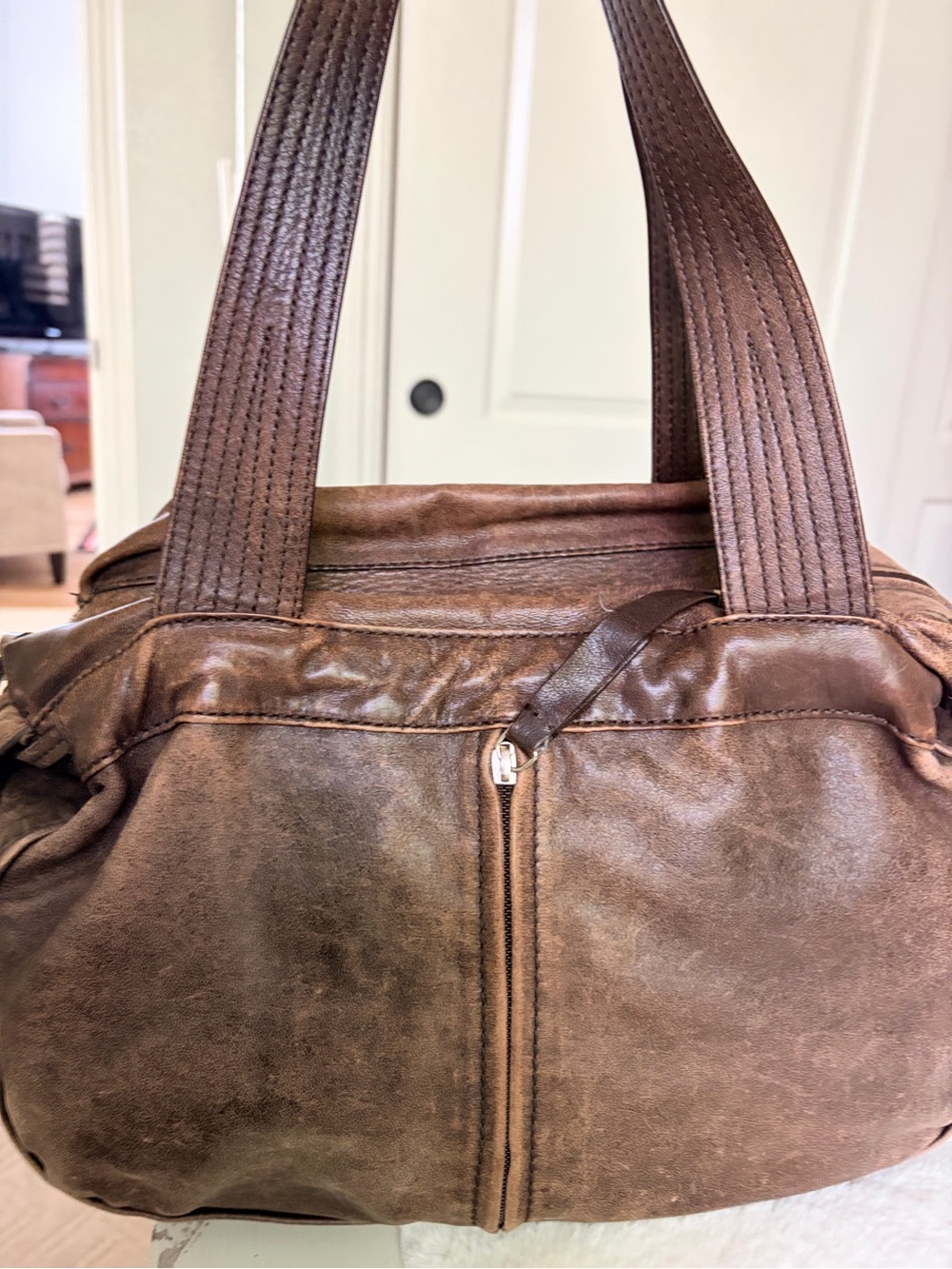 Francesco Biasia Dark Brown Leather Bag